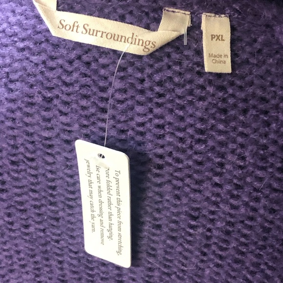 Soft Surroundings Cardigan Sweater Petite XL Purple Wool Alpaca Duster Longline - Picture 4 of 9